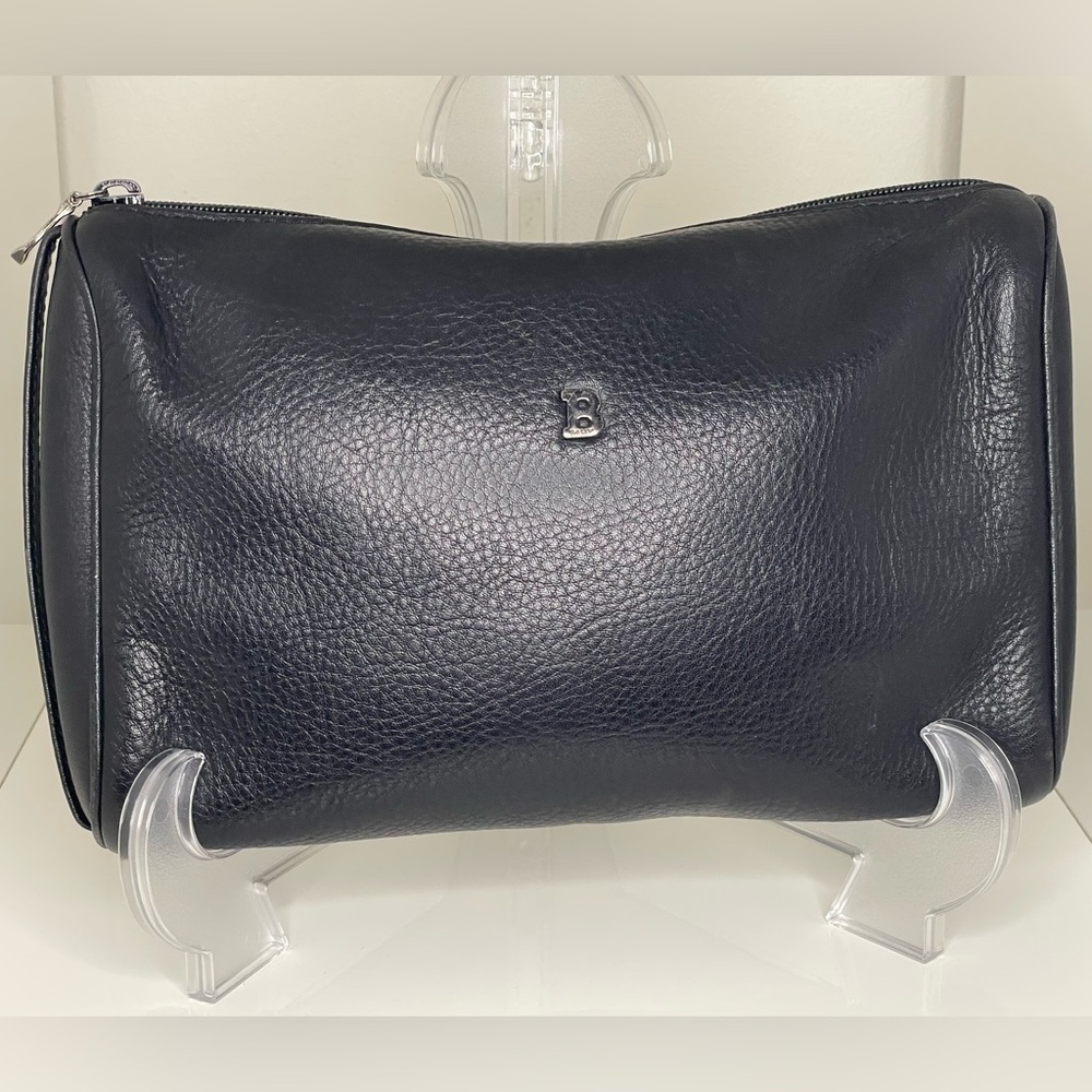 Bally Vintage Leather Black Dopp Kit Toiletry Travel Pouch Bag